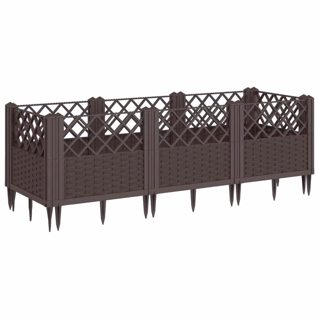 Berkfield Home Garden Planter with Pegs, Brown, W/D/H: 123.5 x 43.5 x 43.5 cm – 2