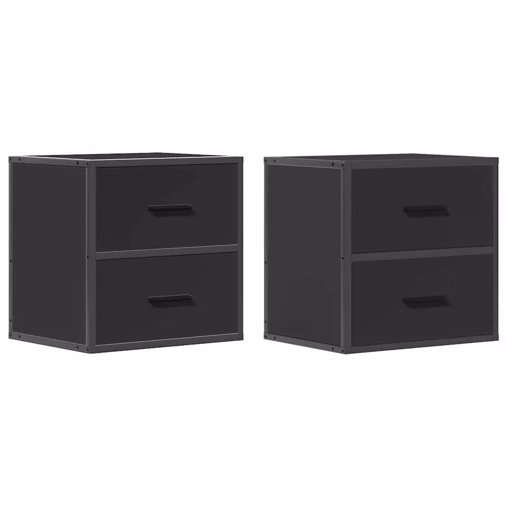 Berkfield Home Set of 2 Wall-mounted Bedside Cabinets in Black, W/D/H: 40 x 31 x 39.5 cm – 2
