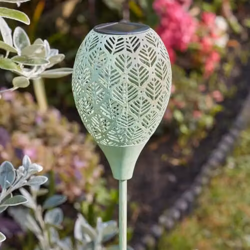 mysmartbuy Set of 2 Green Solar LED Garden Stake Lights with Dusk Sensor and Cool White Light, Height: 90 cm – 1
