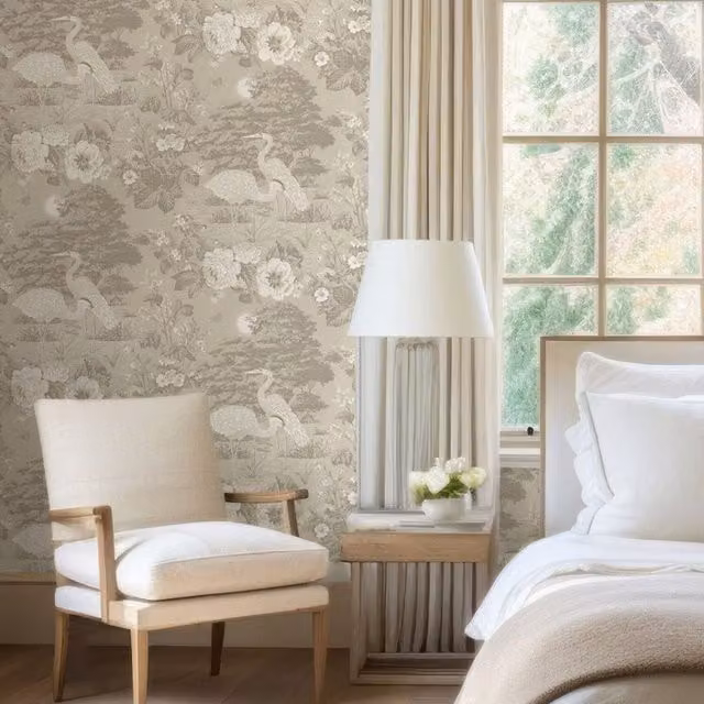 Belgravia Decor IZUMI Floral Botanical Wallpaper in Beige