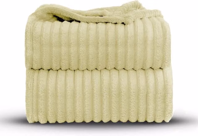 Velosso Yellow Striped Velvet Throw Blanket W/D/H: 100 x 150 cm