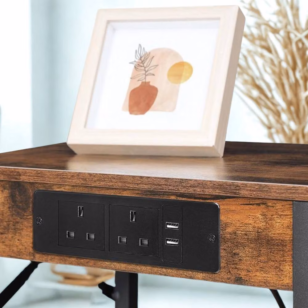 FURNOS Smart Bedside End Table with 2 Drawers and USB Ports in Brown – 2