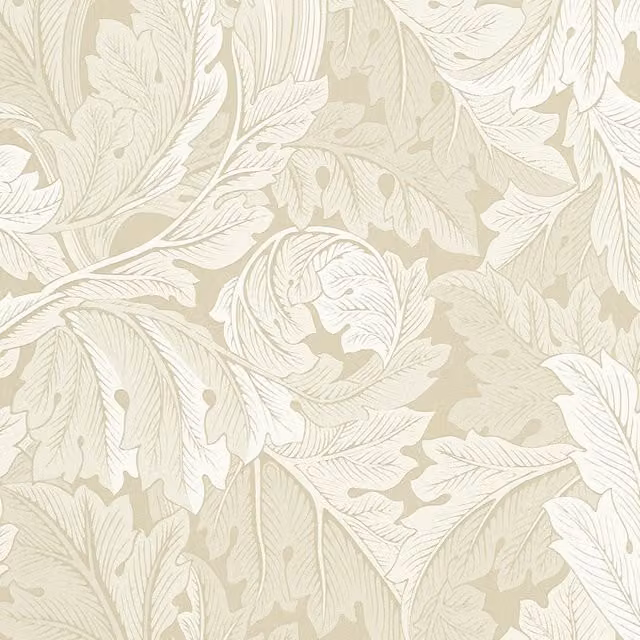 William Morris Acanthus Jacquard Linen Fabric in Beige