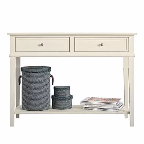 Ameriwood Home Franklin Rectangular Console Table, White, W/D/H: 76.2 x 39.62 x 104.39 cm