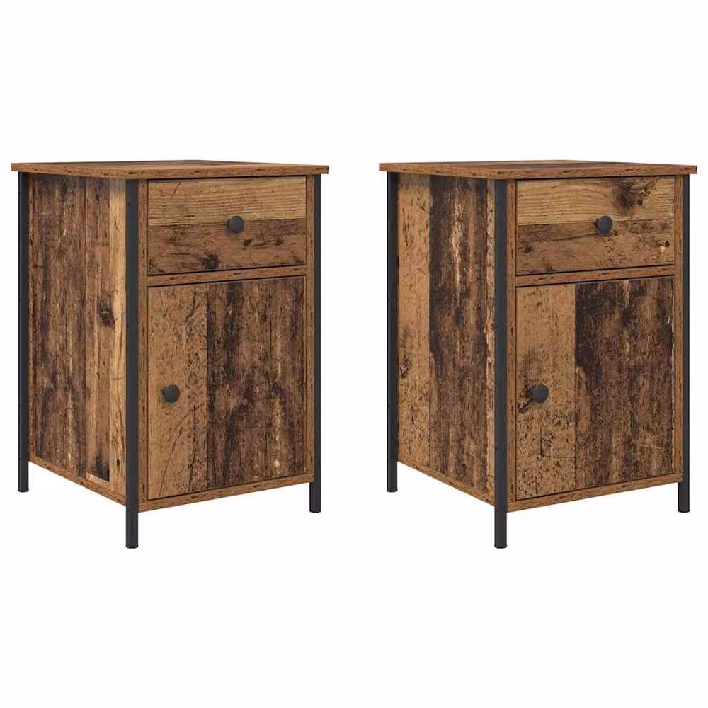 Berkfield Home Rustic Bedside Cabinets, Set of 2, Brown Engineered Wood, W: 40 cm, D: 42 cm, H: 60 cm – 3