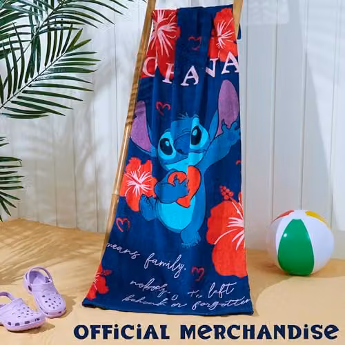 Disney Stitch Cotton Beach Towel for Children, Blue and Red, W/H: 140 x 70 cm – 5