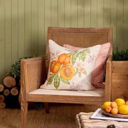 Voyage Maison Peach Harvest Printed Outdoor Cushion, Orange and Multicolour, W/D/H: 43 x 43 x 43 cm – 4