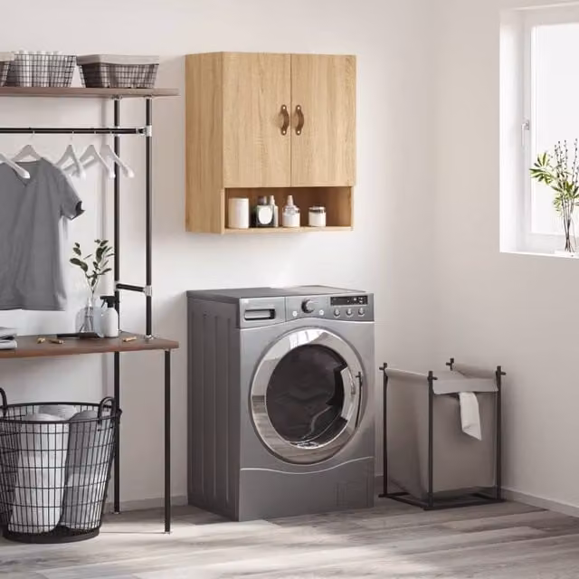 Berkfield Home Sonoma Oak Wall Cabinet in Brown, W: 60 cm, D: 31 cm, H: 70 cm