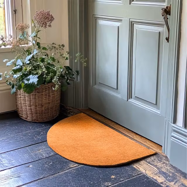 Nicoman Home Beige Semicircular PVC Coir Doormat