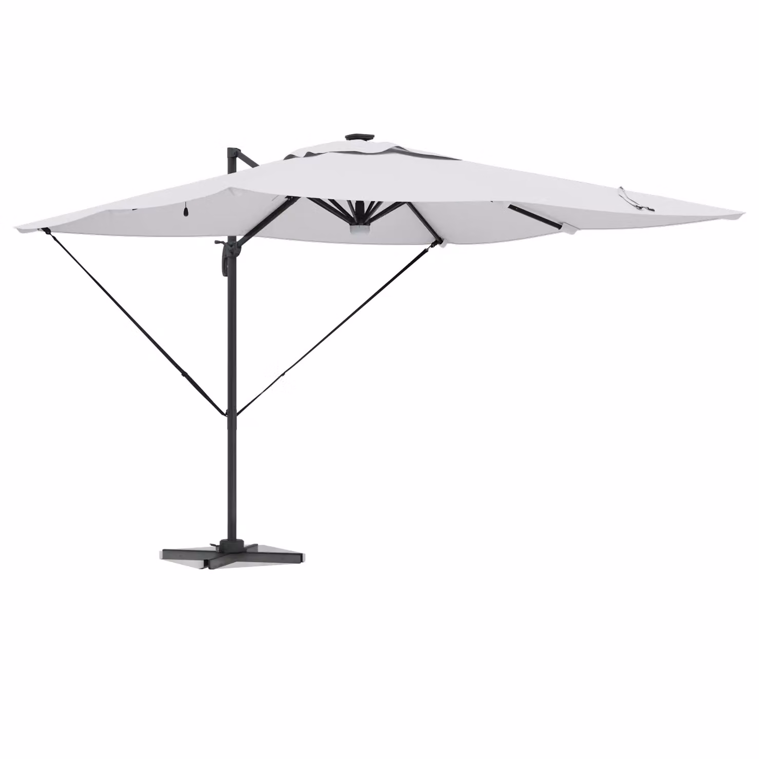 Berkfield Home Roma Cantilever Parasol with LEDs in Sand, Aluminium Construction, W/D/H: 285 x 285 x 270 cm – 2