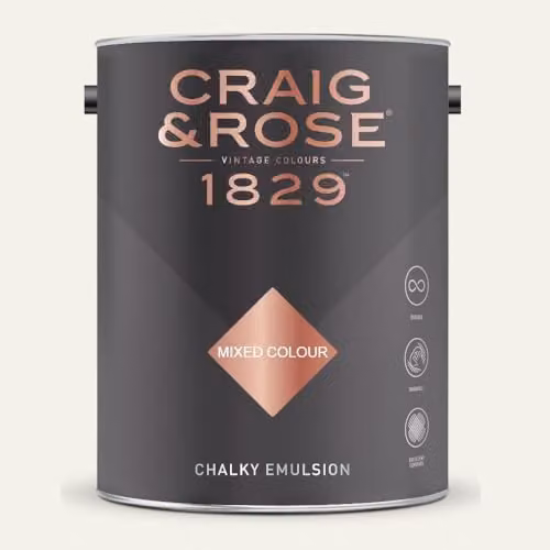 Craig & Rose 1829 Chalky Emulsion Paint in Whiting, Matt Finish, 5 l