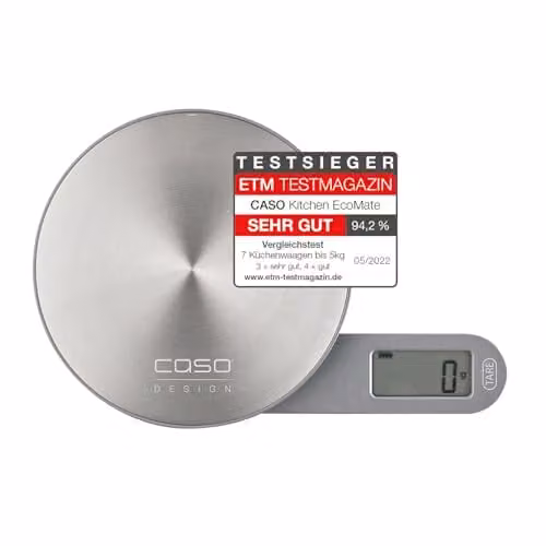 CASO Design EcoMate Battery Free Kitchen Scales in Silver Stainless Steel – 1