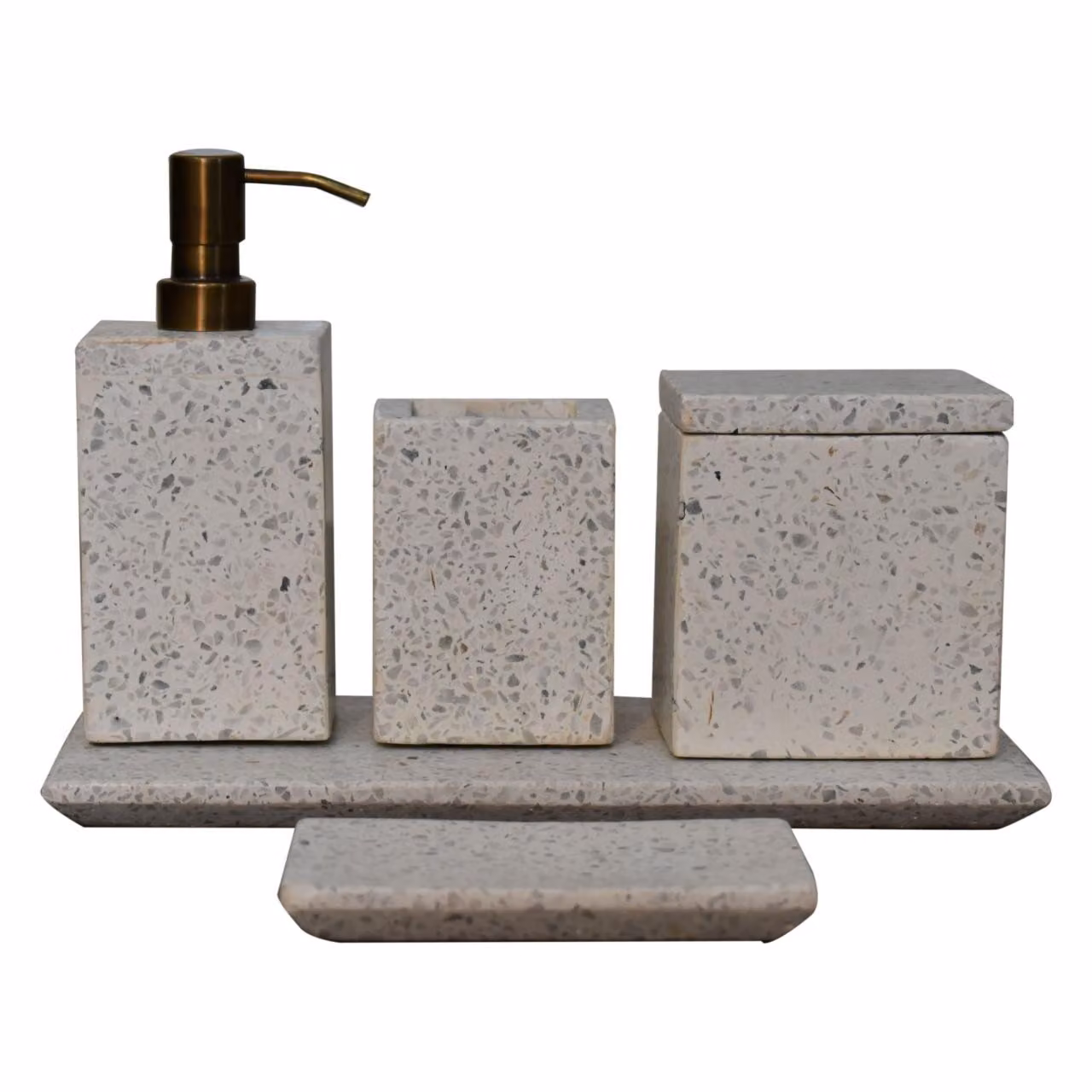 Aosom UK 5-Piece White Marble Bathroom Set, W/D/H: 7.5 x 7.5 x 19 cm – 2