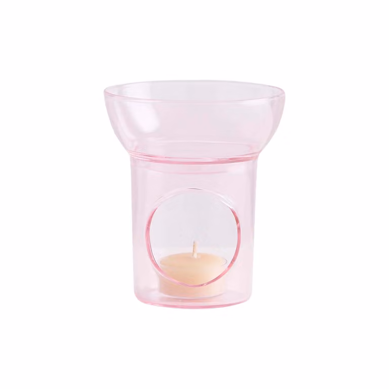Maison Balzac Pink Glass Essential Oil Burner for Tealights