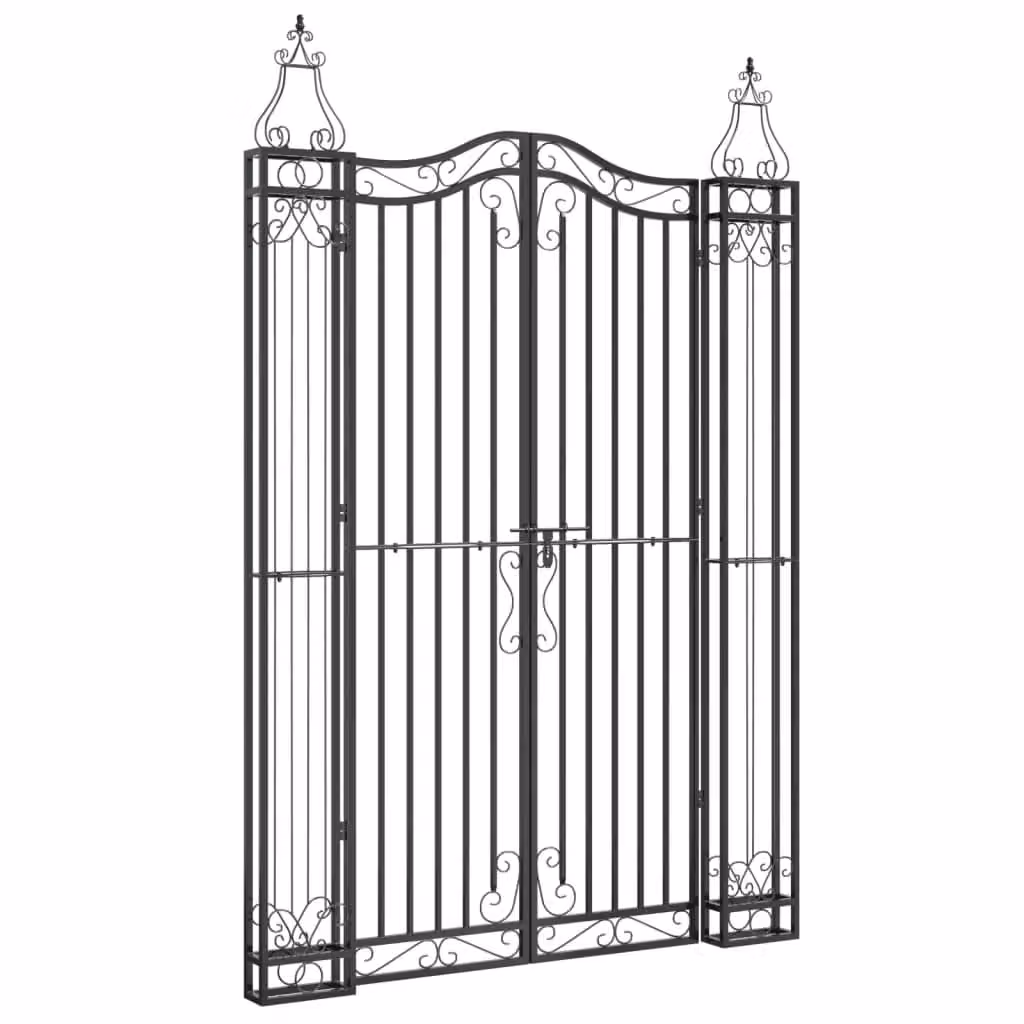 Berkfield Home Black Wrought Iron Single Swing Garden Gate, W/D/H: 121 x 8 x 180 cm – 2