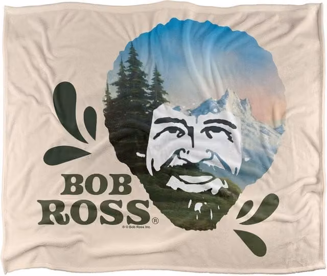 Bob Ross Mountain Head Silky Touch Super Soft Fluffy Polyester Throw Blanket in Multicolour, Extra Large