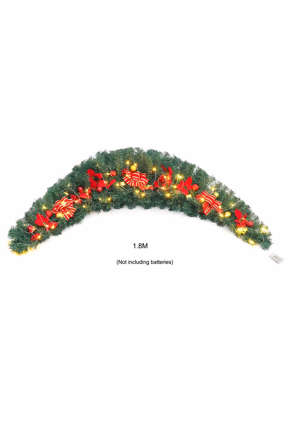 Living and Home 1.8m Artificial Christmas Swag with LED Lights in Green and Red – 3