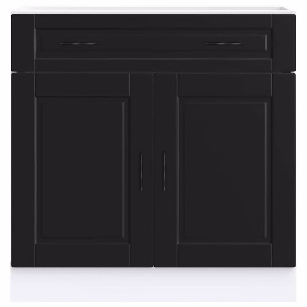 Berkfield Home Porto Black Kitchen Base Cabinet in Matt Engineered Wood – 3