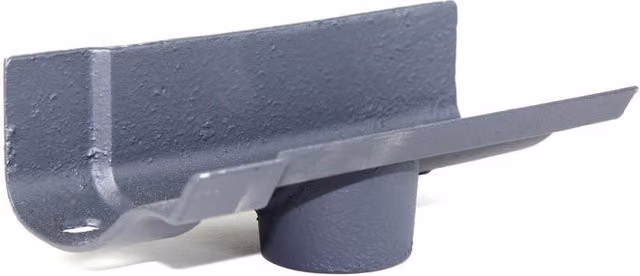 Hargreaves Premier Cast Iron Ogee Gutter Running Outlet, 100mm for 75mm Downpipe, Grey Primed