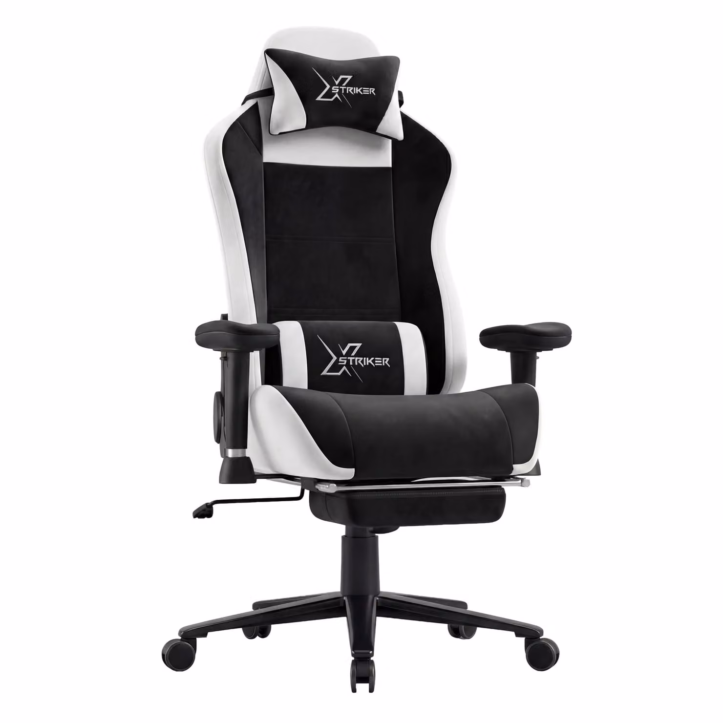 Xstriker Velvet Gaming Chair with Footrest in Black and White