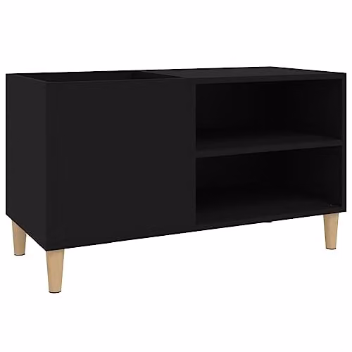 vidaXL Modern Record Cabinet in Black Engineered Wood W/D/H: 84.5 x 38 x 48 cm