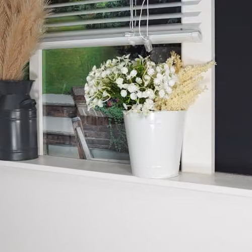 mysmartbuy White Metal Plant Pot, Weatherproof Indoor Outdoor Flower Planter, H: 13 cm, Diameter: 12 cm – 3
