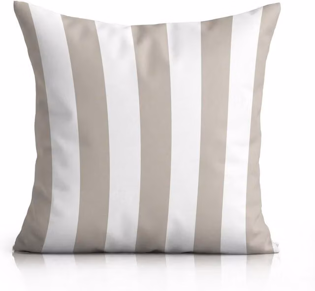 Livinluxury Large Square Outdoor Water-repellent Cushion in Beige and White