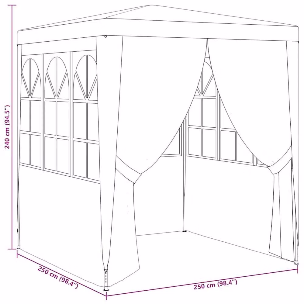 Berkfield Home Professional Party Tent with Side Walls, Green, W 2.5 m x D 2.5 m x H 2.4 m – 6