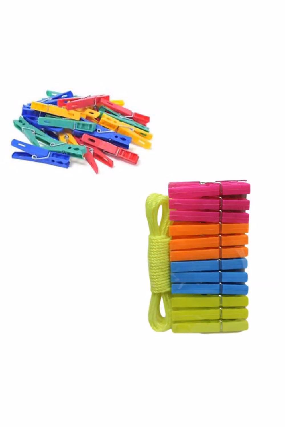 KDMD 12 Pack Multicolour Plastic Clothes Pegs with 8cm Rope Line – 2