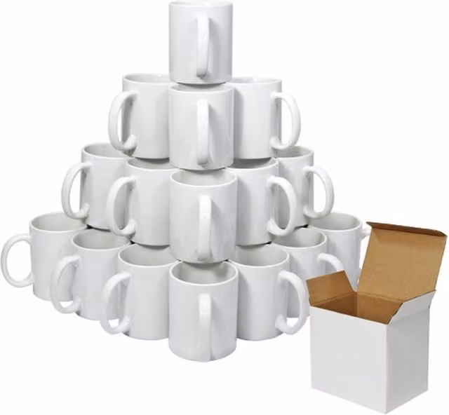 Monstershop 72 White Ceramic 11oz Mugs with Gift Boxes