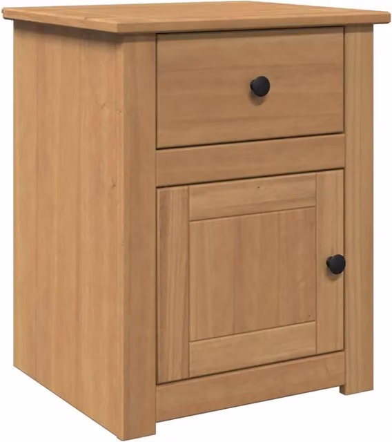 Berkfield Home Panama Bedside Cabinet in Brown Solid Wood Pine, W/D/H: 46 x 40 x 57 cm