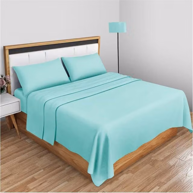 Homes-Linen 100% Egyptian Cotton 200 Thread Count Hotel Quality Flat Sheet in Turquoise, Super King