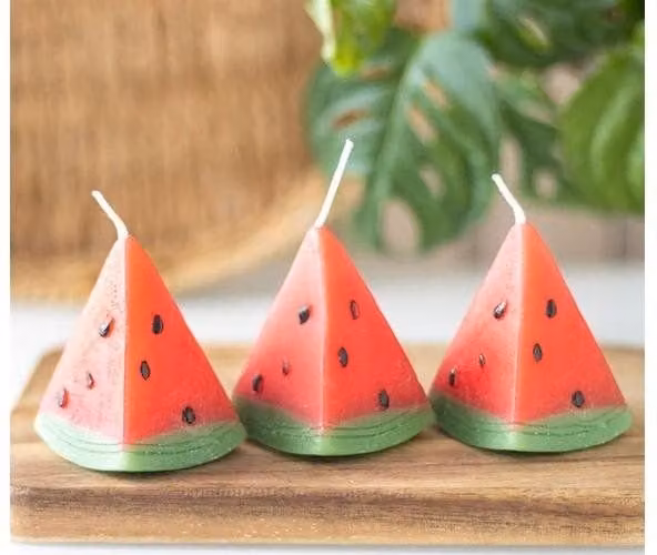 KDMD Set of 3 Watermelon Shaped Candles in Red – 1