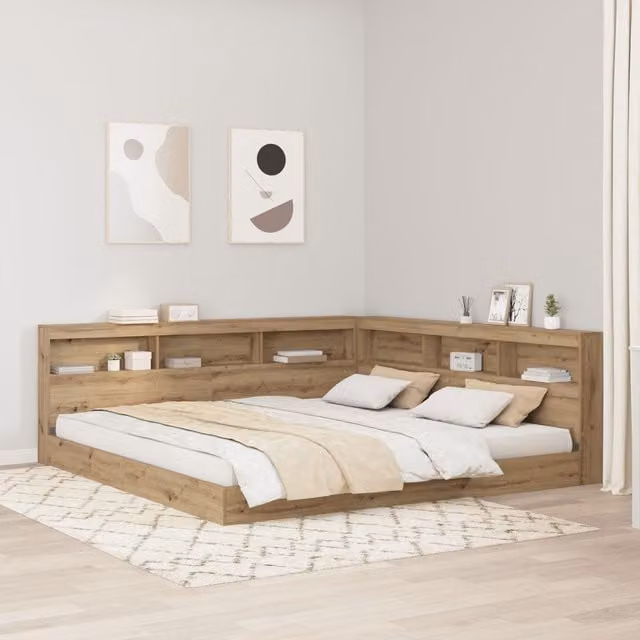 Berkfield Home Storage Headboard with Integrated Shelf in Artisan Oak, Brown, 180 cm – 1