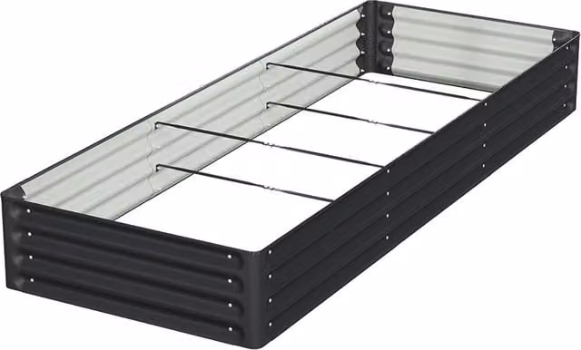 Breeins Rectangular Galvanised Steel Raised Garden Bed in Black, W: 240 cm, D: 90 cm, H: 90 cm