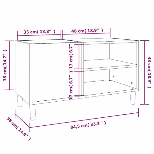 vidaXL Modern Record Cabinet in Black Engineered Wood W/D/H: 84.5 x 38 x 48 cm – 3