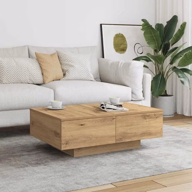 Berkfield Home Artisan Oak Coffee Table in Brown, W/D/H: 90 x 60 x 31 cm