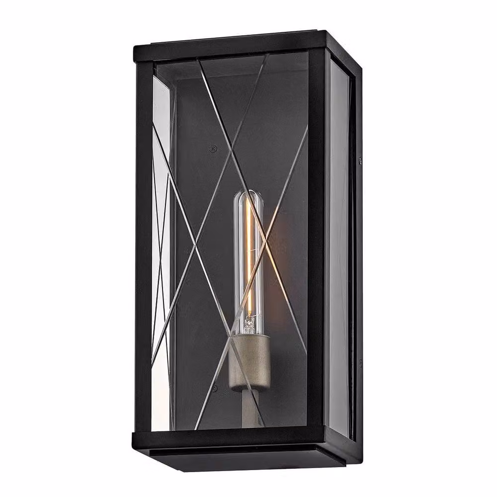 Netlighting Monte Medium Flush Wall Lantern in Black with Transparent Glass, IP44 Rated – 4
