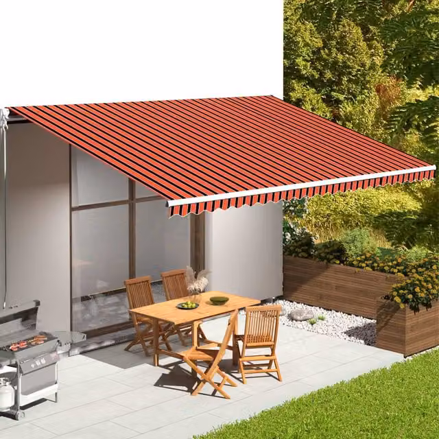 Berkfield Home Replacement Awning Fabric in Orange and Brown, Polyester, W: 6 m, D: 3.5 m – 1