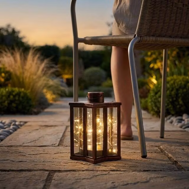 Garden Greatness Mini Bronze Effect Solar Firefly Star Lantern, H 18.5 x W 12.0 x D 12.0 cm