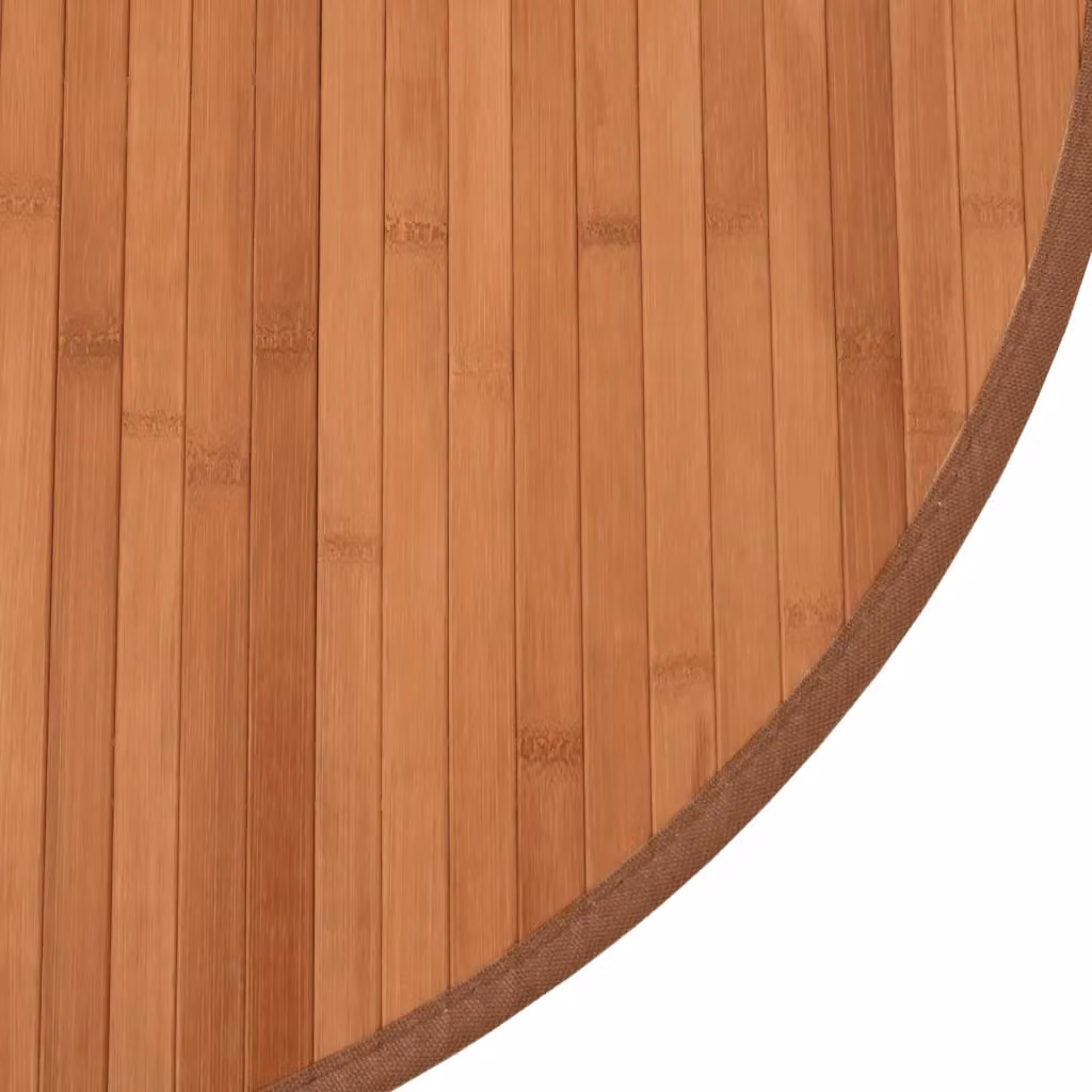 Berkfield Home Round Bamboo Rug in Brown, Diameter: 100 cm – 3