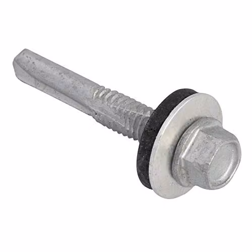 Forgefix Galvanised Silver Self-Drilling Steel Screws, 100 Pack, Diameter: 5.5 mm, Length: 35 mm
