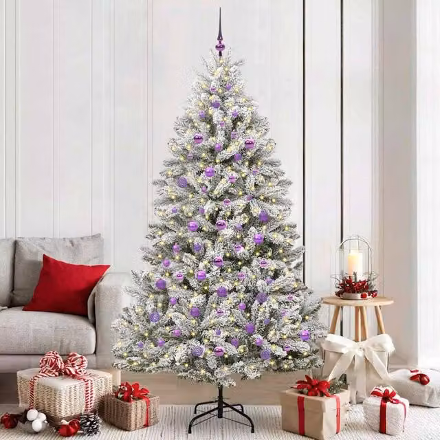 Berkfield Home Artificial Christmas Tree in Green and White, Height: 210 cm
