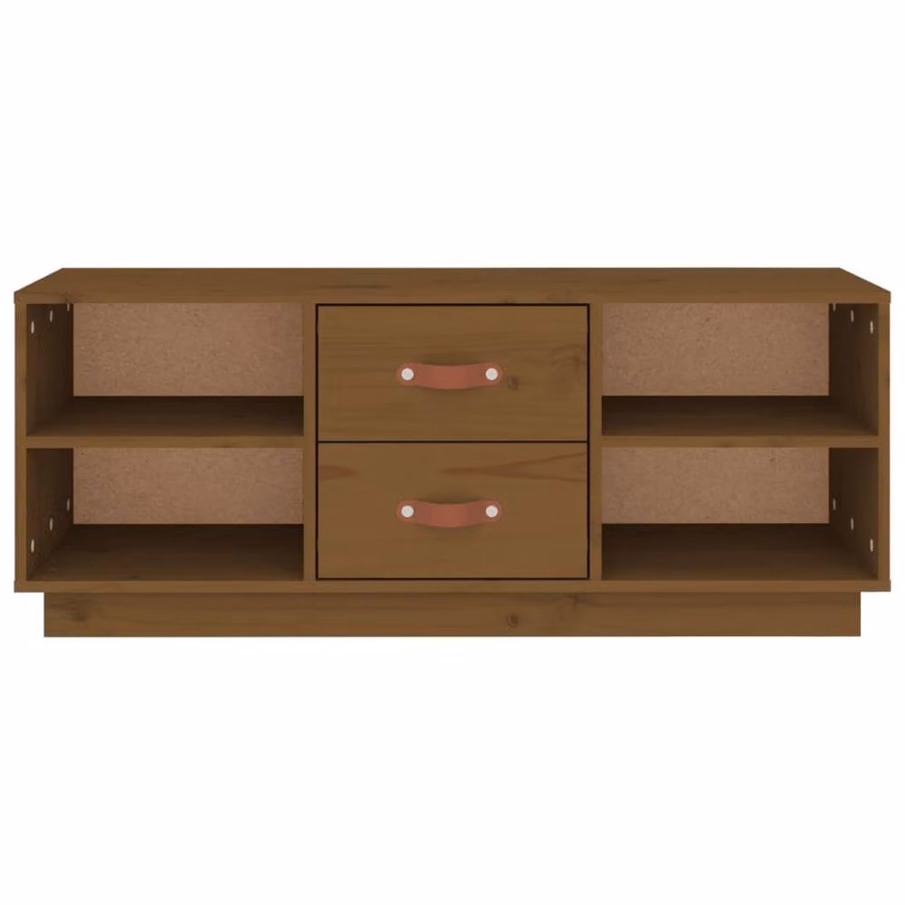 Berkfield Home Rustic Honey Brown Solid Wood Pine TV Cabinet W/D/H: 100 x 34 x 40 cm – 4