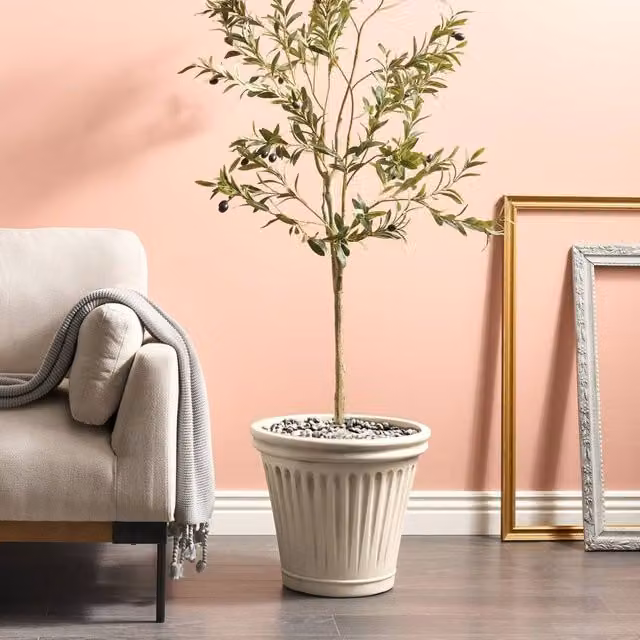 Wyld and Coco Beige Round Planter, Diameter: 43 cm – 1