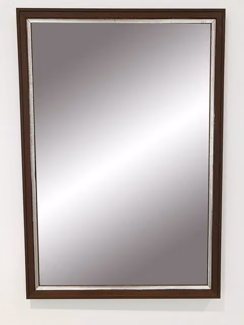 Benjamin Tate Design LTD Modern Rectangular Step Mirror in Brown and Silver, Width: 81 cm