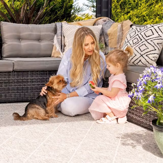 The Rug House Beige and Yellow Trellis Geometric Outdoor Garden Rug, Width: 290 cm