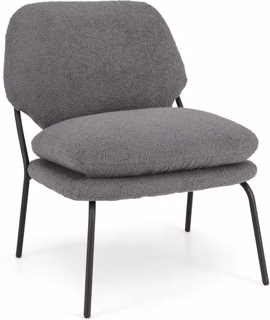 COSTWAY Grey Bouclé Fabric Armless Accent Leisure Chair with Metal Frame