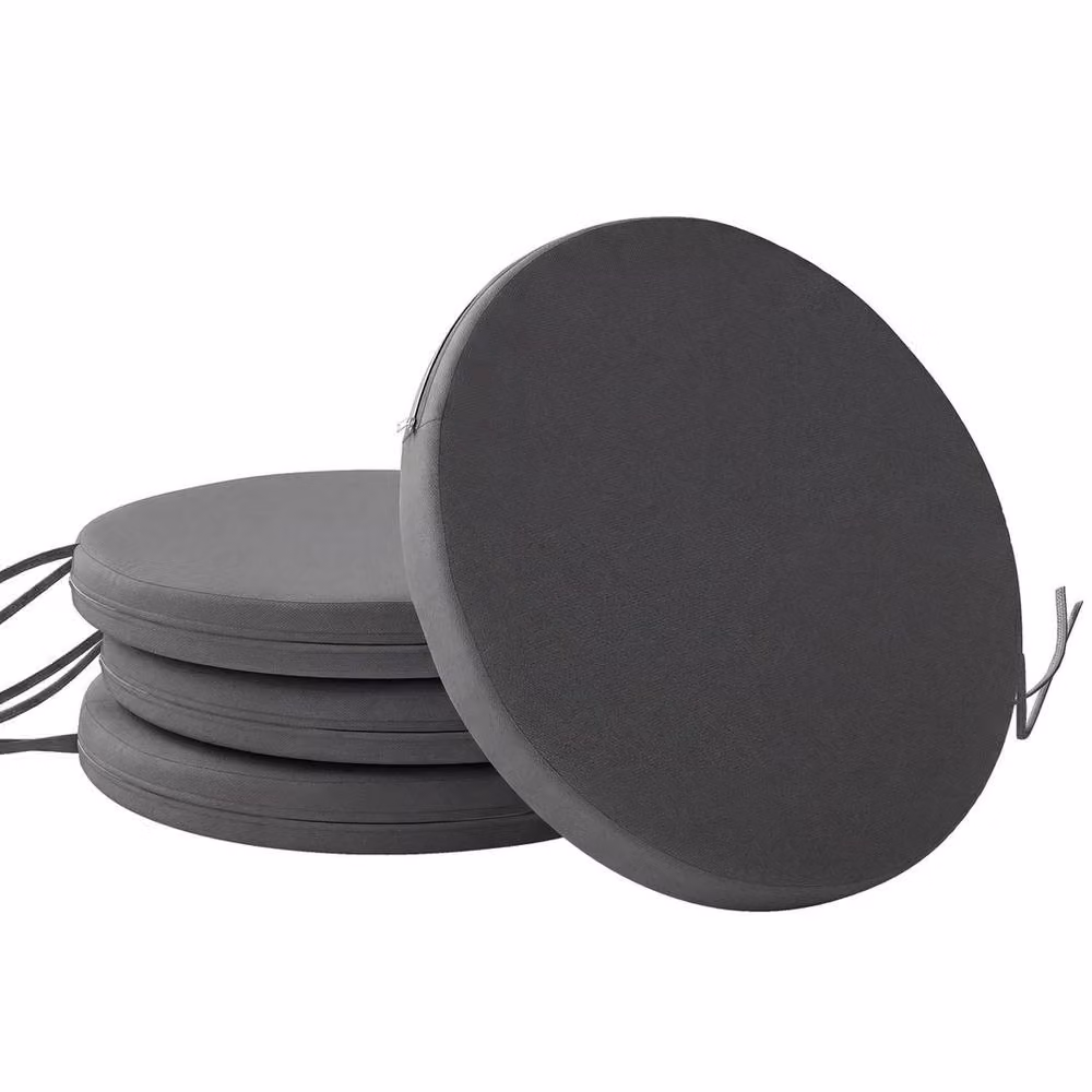EONLION Set of 4 Round Bistro Chair Cushions in Grey, UV-Resistant Polyester with Foam Padding, Diameter: 100 cm – 5