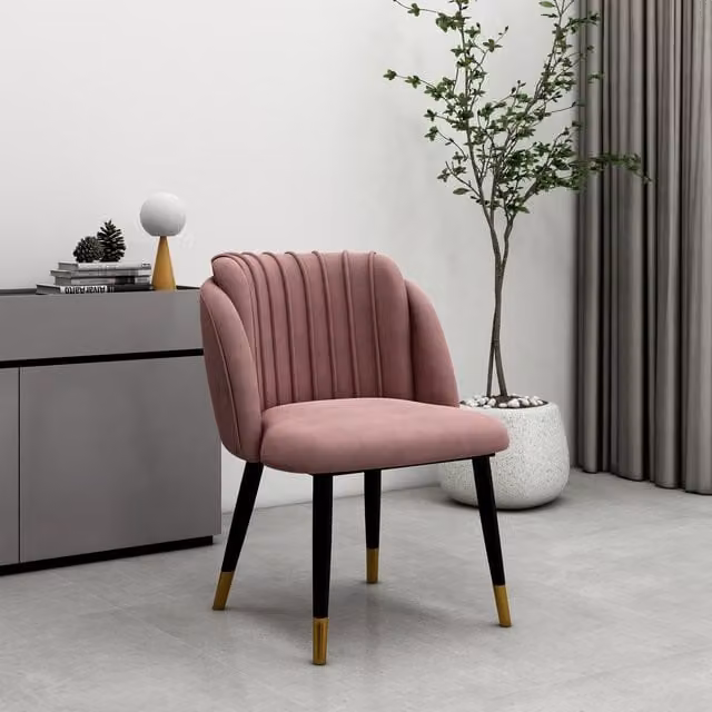 Life Interiors Milano Set of 4 Velvet Dining Chairs in Pink with Gold Metal Accents
